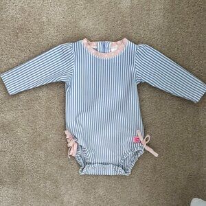Seersucker Long Sleeve Rash Guard One Piece - Size 6-12 months